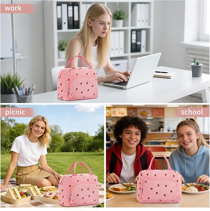 Lunch Box for Women Insulated Lunch Bag Women Adult Cute Lunch Bags Reusable Lunchbox Cooler Tote Bag for Work Picnic