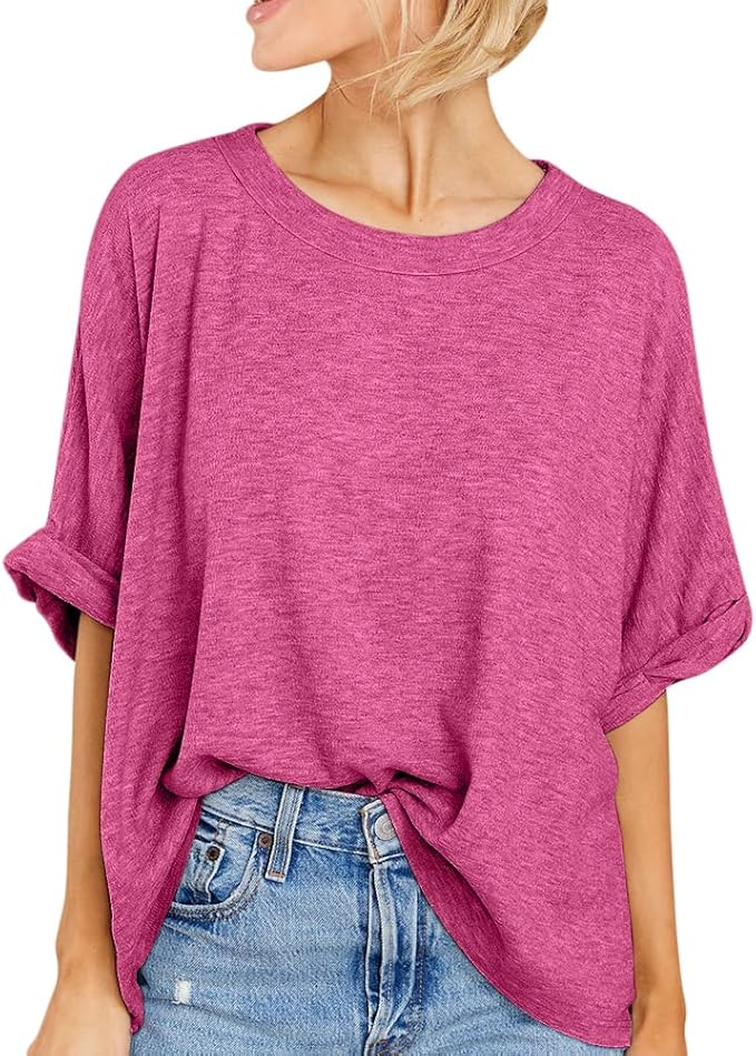 Women Oversized T-Shirt Summer Casual Short Sleeve Loose Tee Tops