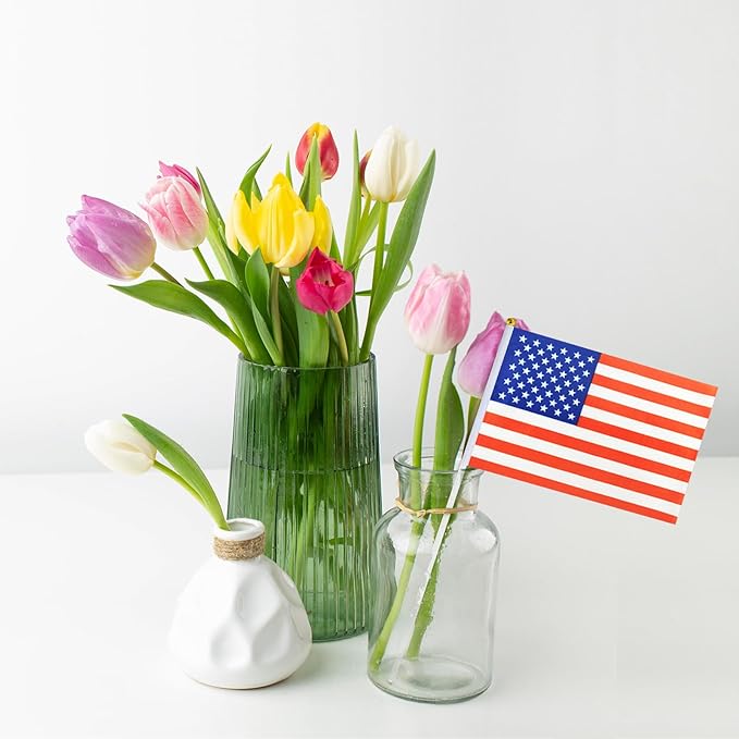 Small American Flags on Stick,12 Pack Mini Hand Held USA American Flag for Outside Parades Patriotic Holiday 4th of July Decorations