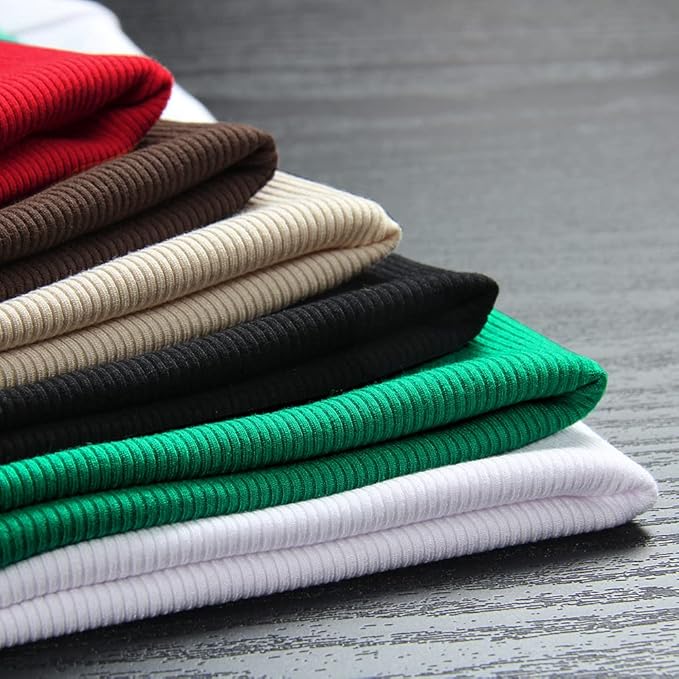 Roselux Womens Long Sleeve Stretch Crewneck Ribbed T-Shirt Fitted Casual Basic Tops