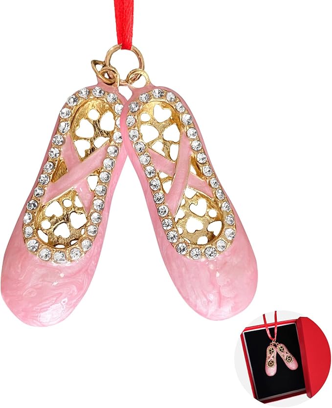 Ushinemi Ballet Toe Dancing Shoe Ornaments for Christmas Tree, Mini Hanging Decor, 2024 Sparkles Keepsake Gifts for Kids Girls