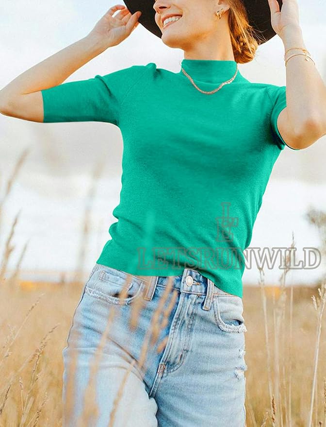LETSRUNWILD Business Casual Tops for Women Dressy Cute Tops Mock Turtleneck Tshirts Shirts