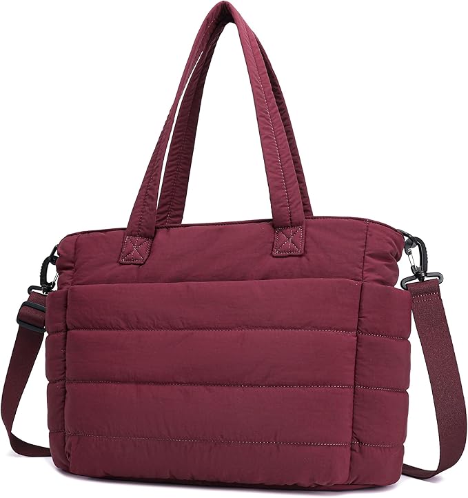 AOCINA Puffer Tote Bag for Women Quilted Work Bag Nurse Bags Women's Shoulder Handbags for Travel Gym Gifts Laptop Purse