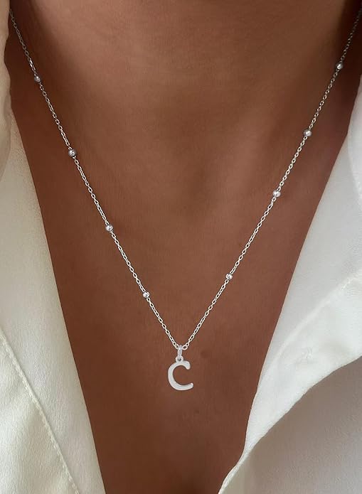 MDIEEL Initial Necklaces for Women Dainty 14k Gold Plated A-Z Letter Pendant Name Necklaces Cute Charm Choker Fashion Accessories Non Tarnish Trendy Jewelry Gift