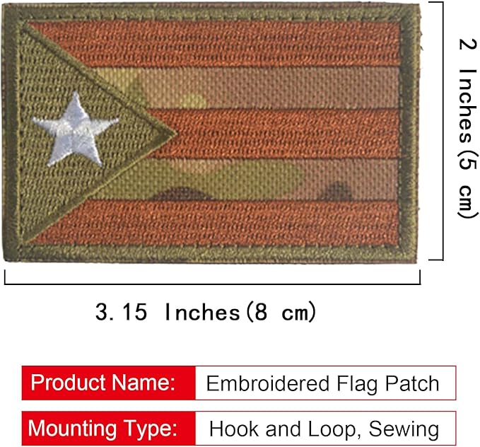 EmWoot 2PCS Puerto Rico Flag Patch Embroidered Morale Patch Military Tactical Patches Hook and Loop(CP)