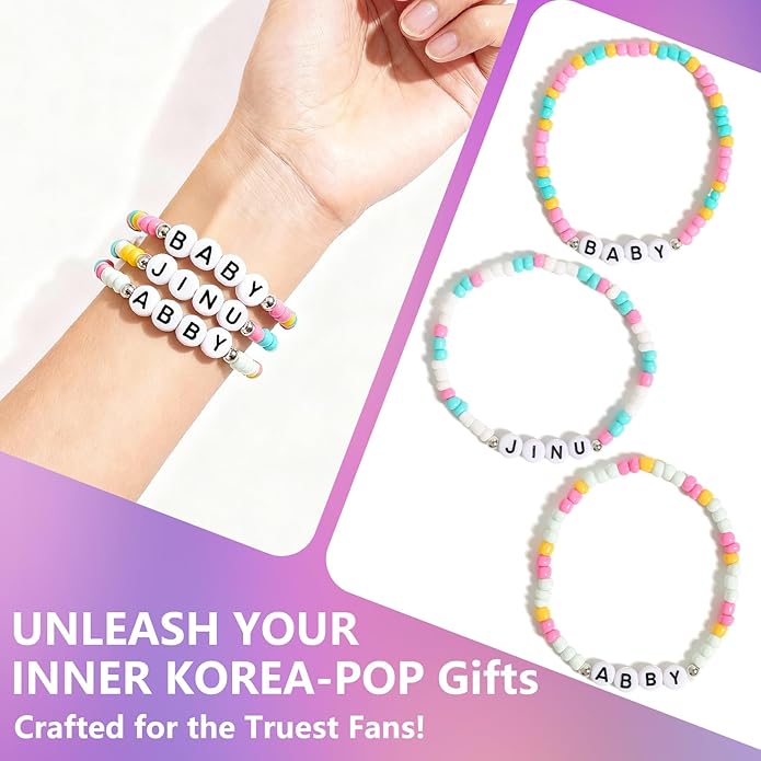 Phask for Korea-Pop Merch Bracelets Inspired Bracelets,Stackable Stretch Bracelets for Korea-Pop Stuff Fans Cosplay Outfit Gifts Accessories Jewelry Birthday Christmas