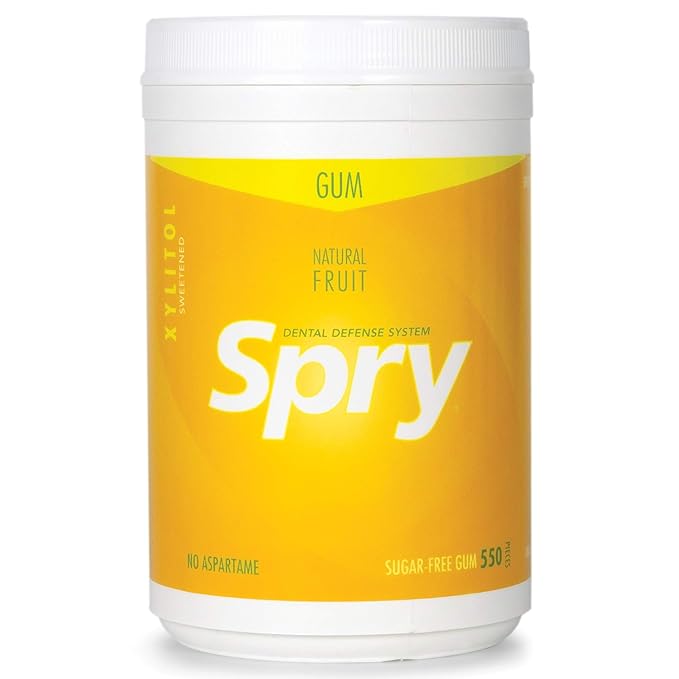 Spry Natural Gum, 3 Flavor Variety Pack, Natural Xylitol Chewing Gum, 550 count (Cinnamon, Fresh Fruit & Spearmint)