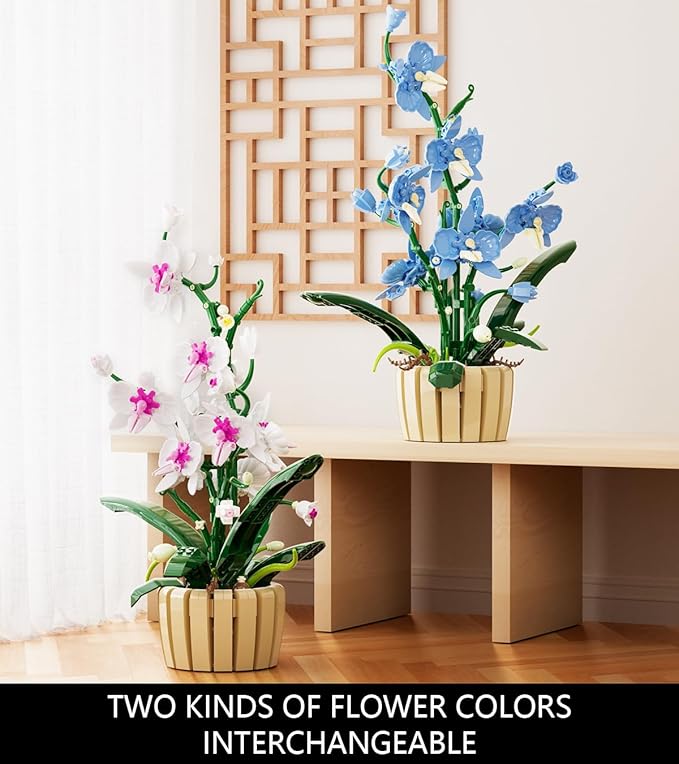 Icons Orchid Flowers Building Set, Exquisite Orchid Bonsai for Adult- Compatible with Lego Flowers, Ideal for Mothers Day Display (1192pcs)