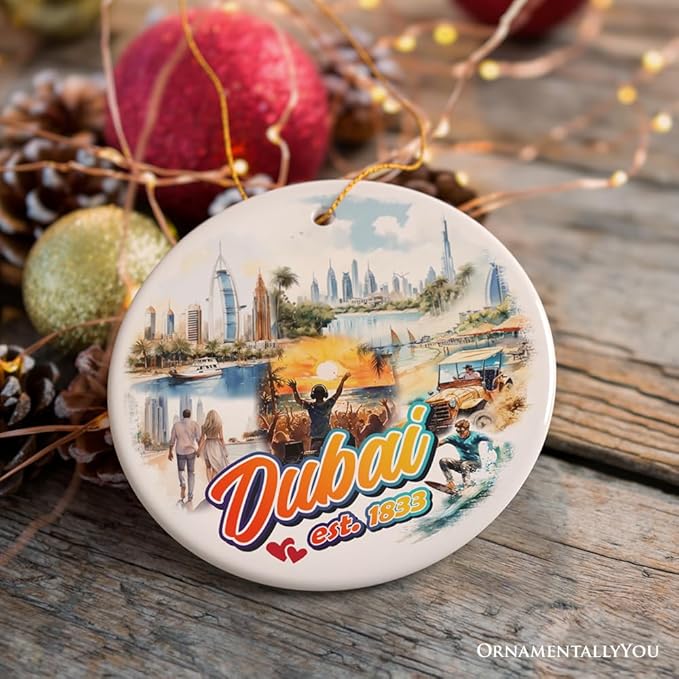 Artistic Dubai Cultural Christmas Ornament, Keepsake Souvenir and Gift