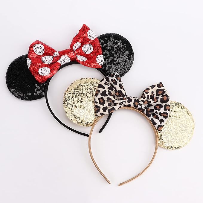 DRESHOW Mouse Ears Bow Headbands Glitter Party Decoration Cosplay Costume for Women