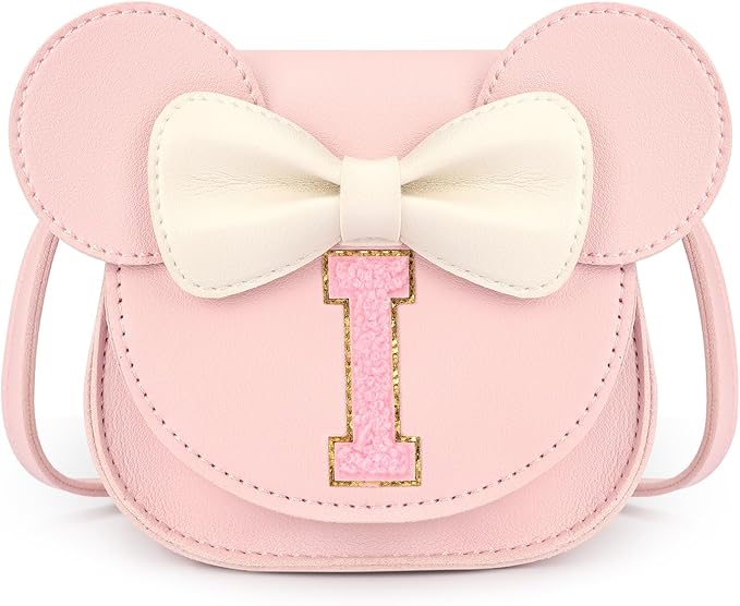mibasies Toddler Purse Girl Gifts: Girls Birthday Gifts for 3-8 - Toys for Ages 2-4 Girls Mouse Ears Purse, Pink, Letter I