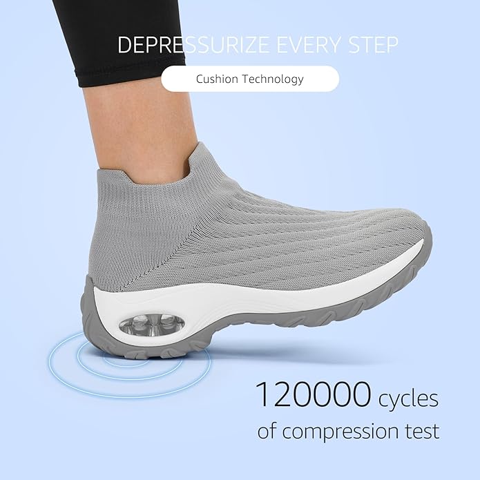 HKR Women's Walking Shoes Arch Support Non Slip Work Shoes Breathable Knit Upper Lightweight for Plantar Fasciitis