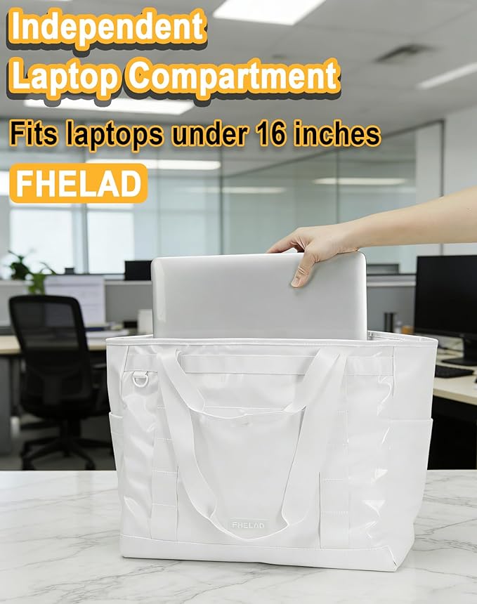 Tote Bag for Women, Lightweight Beach Bag with Laptop Pocket for Teacher Nurse, Travel Shoulder Handbag for College