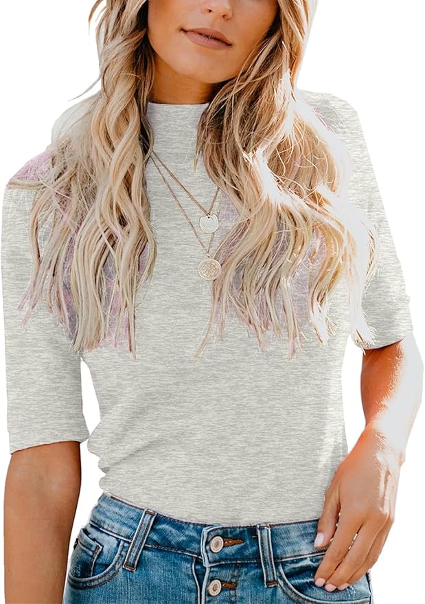 LIYOHON Womens Tops Dressy Casual Mock Turtleneck Business Short Sleeve T Shirts Going Out Tops 2026