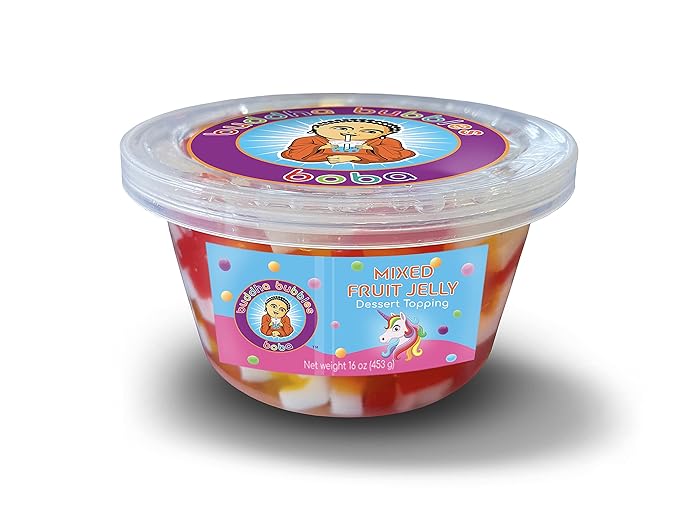 Premium Coconut Jelly Dessert Topping by Buddha Bubbles Boba (Rainbow Jelly)
