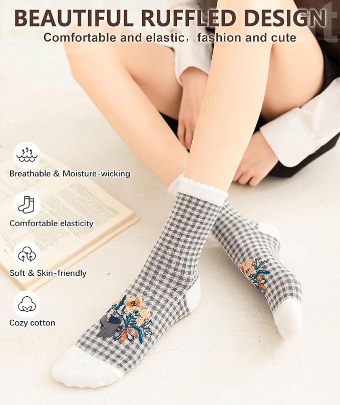 IIG 3-6 Pairs Womens Cute Animal Patterned Funny Novelty Cotton Crew Socks