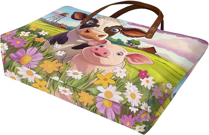 Womens Zip Up Tote Handbag Daisy Print Large Capacity Tote Purse Handbag Big Tote Bag Purse For Work Laptop