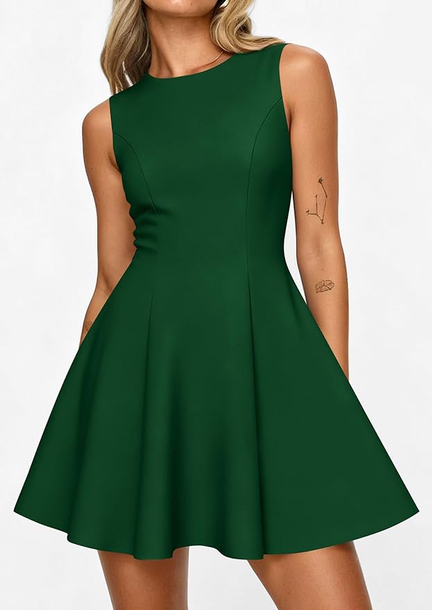 PRETTYGARDEN Summer Dresses for Women 2026 Elegant Sleeveless Boat Neck A Line Spring Formal Cocktail Party Mini Dress