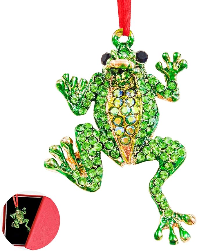 Ushinemi Frog Ornaments for Christmas Tree, Hanging Frog Ornament Xmas Tree Decor, Sparkles Keepsake Gifts for Mom Grandma Women Girls Sisters