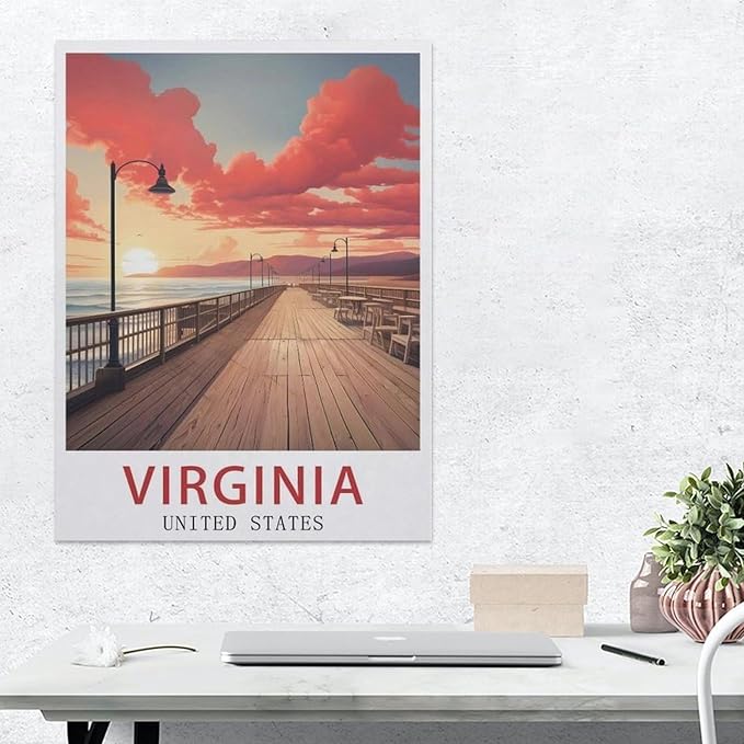 Jigsaw 1000 Pieces，Vintage Travel Poster Virginia USA，DIY Art for Grown Ups Adults（50x70cm）-BB14