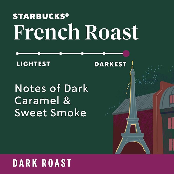 Starbucks K-Cup Coffee Pods, Dark Roast Hot or Iced Coffee, French Roast, 22 Keurig Pods