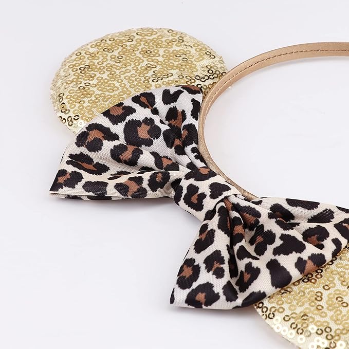 DRESHOW Mouse Ears Bow Headbands Glitter Party Decoration Cosplay Costume for Women