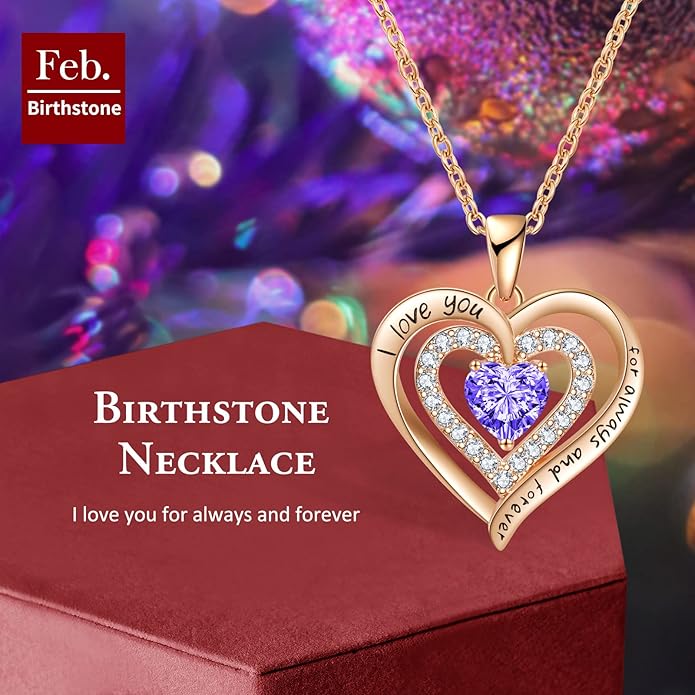 REDBEE Necklaces for Women Birthstone Heart Necklace Jewelry for Wife Girlfriend Woman Necklace