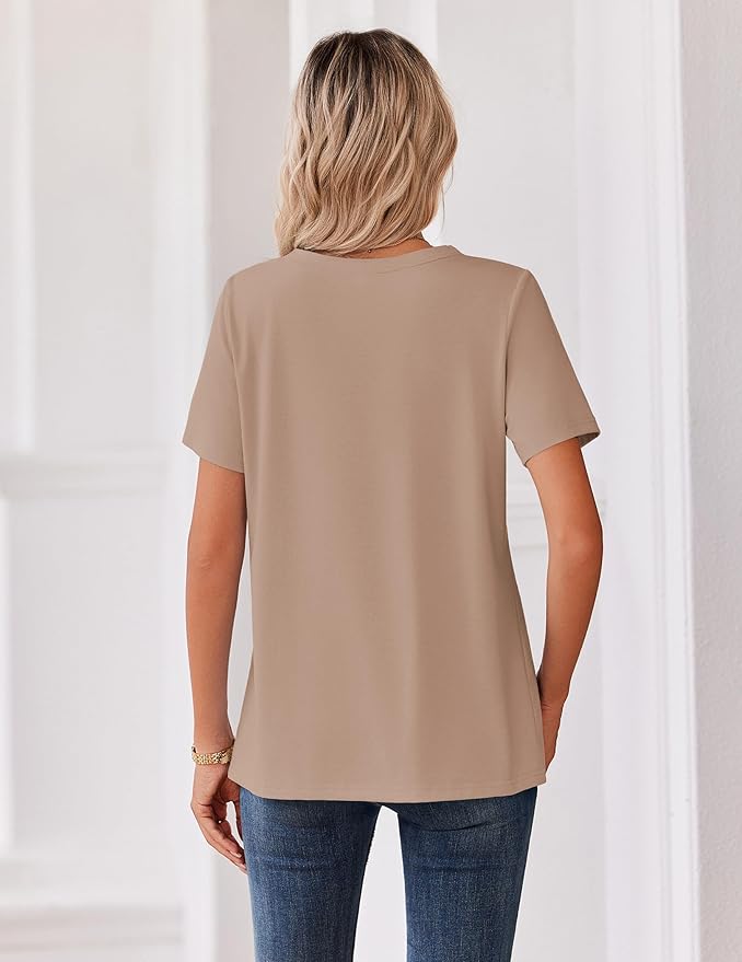 Zeagoo Womens Summer Tops V Neck Short Sleeve Shirts Dressy Casual Blouse Spring Vacation Tshirts Clothes