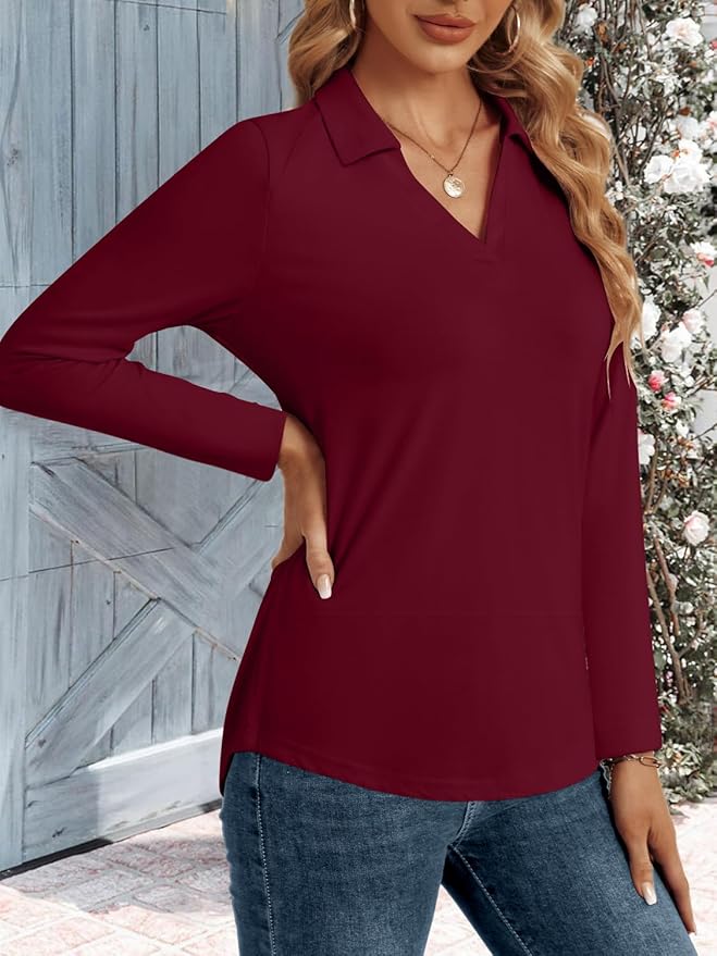 3/4 Length Sleeve Womens Tops Dressy Casual V Neck Polo Shirts Business Work Blouses 2025 Trendy Tunic Top