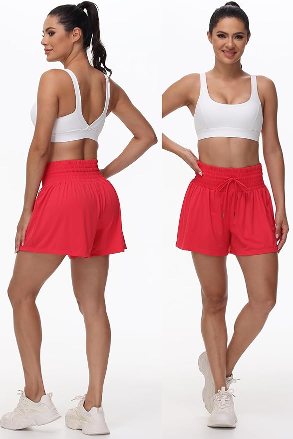 Blaosn Flowy Athletic Shorts for Women Gym Workout Running Short Pants High Waist Skort with Pocket Casual Summer Clothes