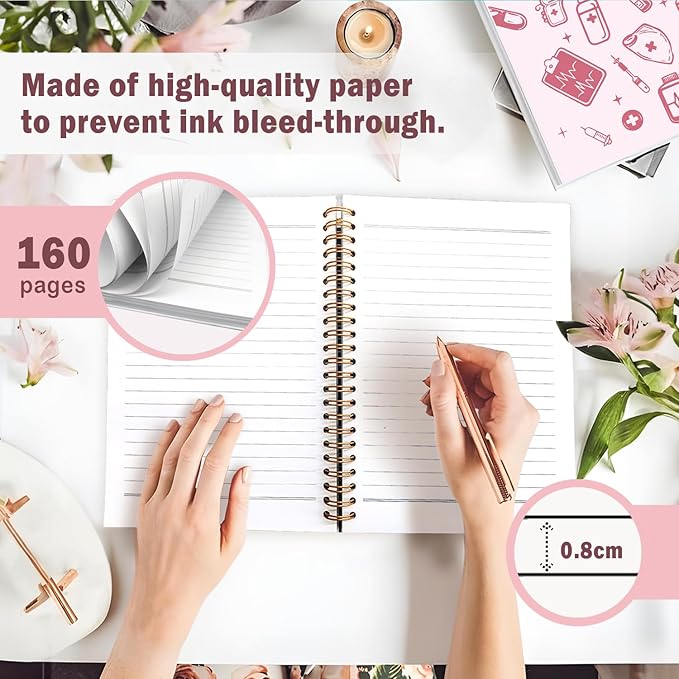 Lacama Nurse Gifts for Women, Pink Nurse Notebook Journal, Gifts for Nurses, Christmas Gift, Nursing School Essentials, Notebook for School Office Supplies 5.5x8.3 Inch