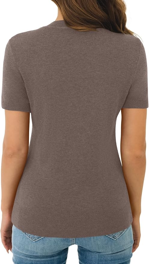 Women's Soft Short Sleeve Wool Blend Pullover Sweater for Business Casual & Fashion