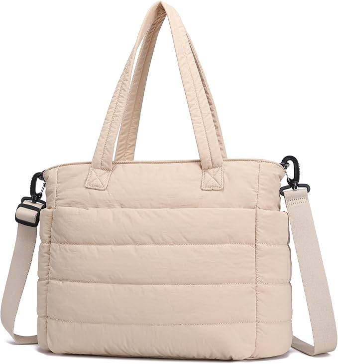 AOCINA Puffer Tote Bag for Women Quilted Work Bag Nurse Bags Women's Shoulder Handbags for Travel Gym Gifts Laptop Purse