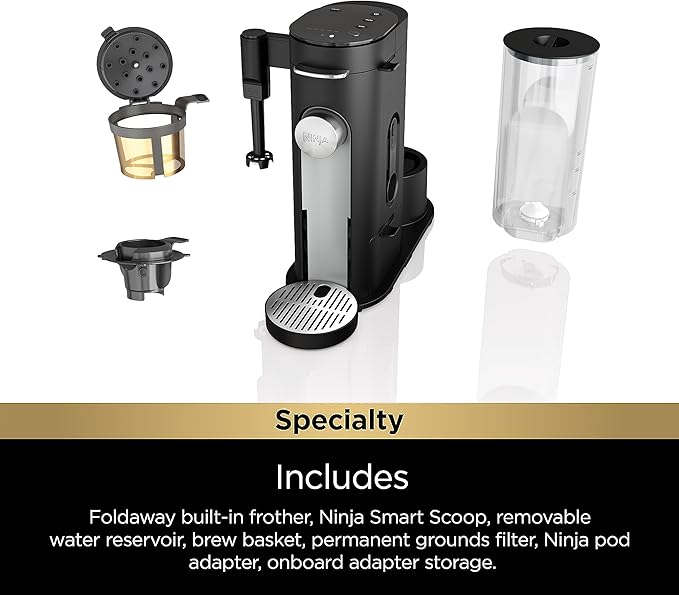 Ninja | Coffee Maker | Single Serve |Brew with Coffee Pods & Grounds| Compatible with K-Cup Coffee Pods | 4 Brew Styles, up to 24oz Cup Sizes & 56oz Removable Reservoir | Black | PB051