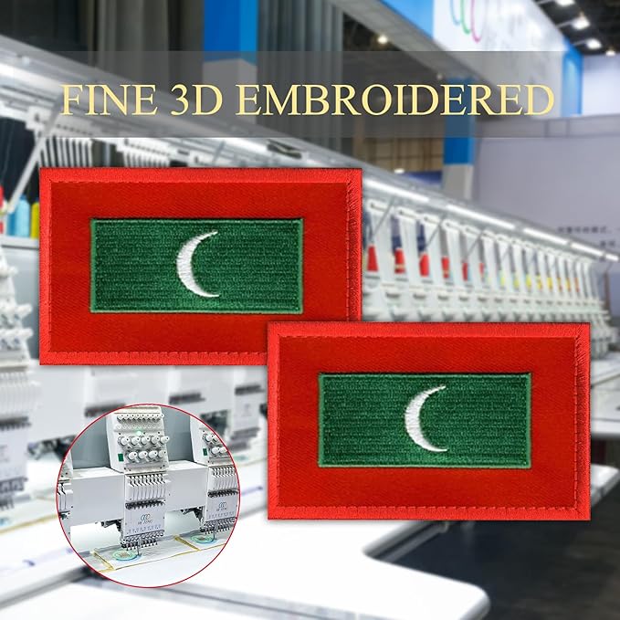 EmWoot 2PCS Maldives Flag Patch Embroidered Morale Patch Military Tactical Patches Hook and Loop
