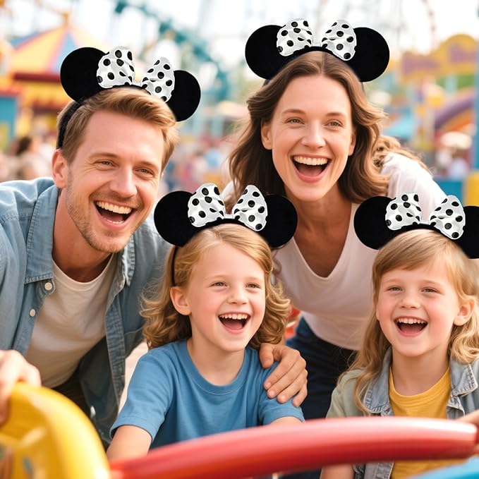 MADO 2 pack mouse ears headbands for adults women little girls boys (white, onesize)