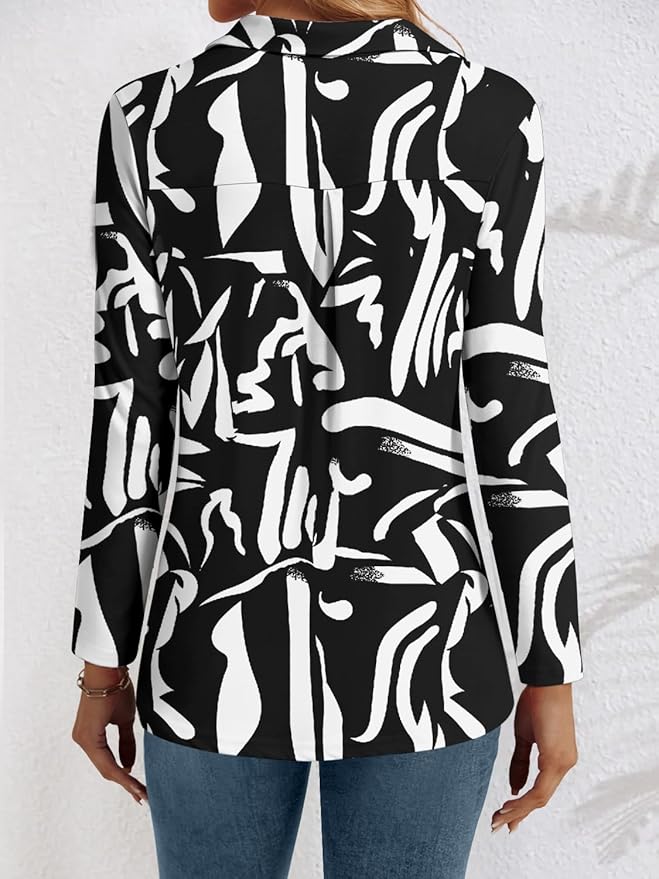 3/4 Length Sleeve Womens Tops Dressy Casual V Neck Polo Shirts Business Work Blouses 2025 Trendy Tunic Top