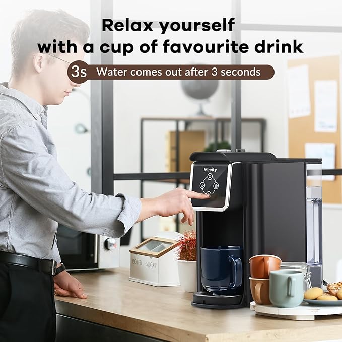 Mecity Coffee Maker 3 in 1 Single Serve Coffee Machine, Compatible with K cup Capsules, Instant Coffee Pot, Tea maker, 6,8,10 Oz Cup, Removable 50 Oz Water Reservoir, 120V 1150W, Dark Grey