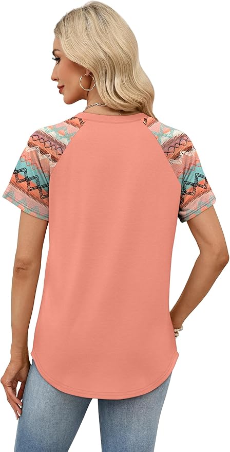 WIHOLL Summer Tops for Women 2026 Trendy Short Sleeve Shirts Crew Neck Tops Curved Hem Fashion Clothing