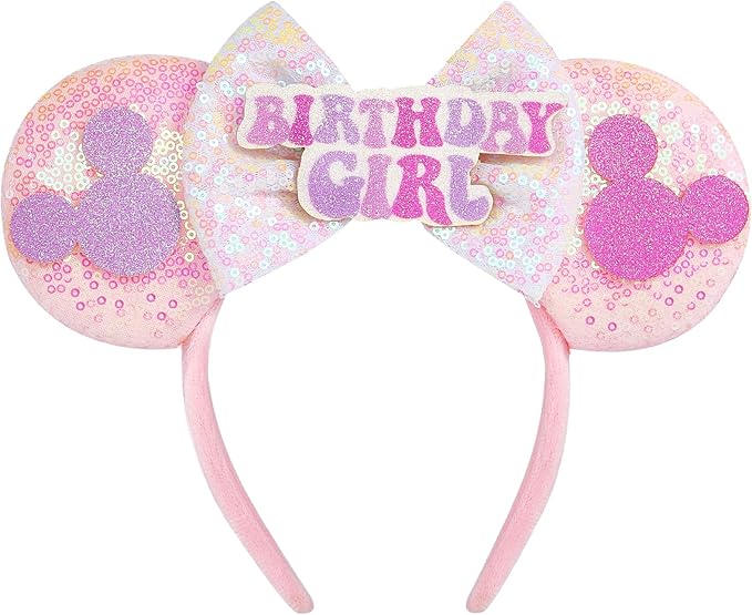 YUNISS Handmade Sparkly Mouse Ears Headband for Adults & Kids | Upgraded Wide Band |Velvet Non-Slip Band, All-Day Comfort
