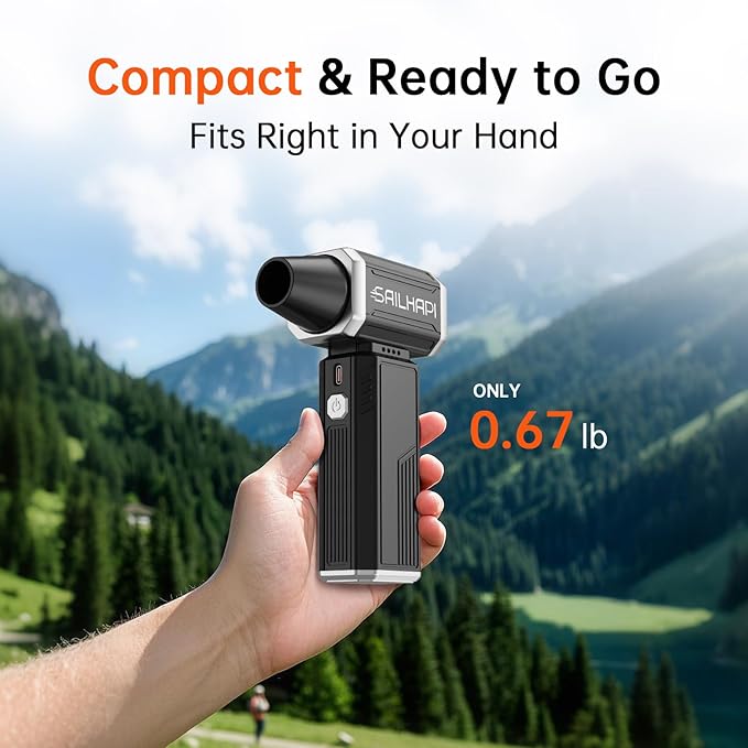 Compressed Air Duster 300000RPM, Handheld Office Duster Brushless Motor Replaced Canned Air, Rechargeable Durable Turbo Blower for PC Gamers, Barber & Snow Removal, Birthday Gifts for Dad