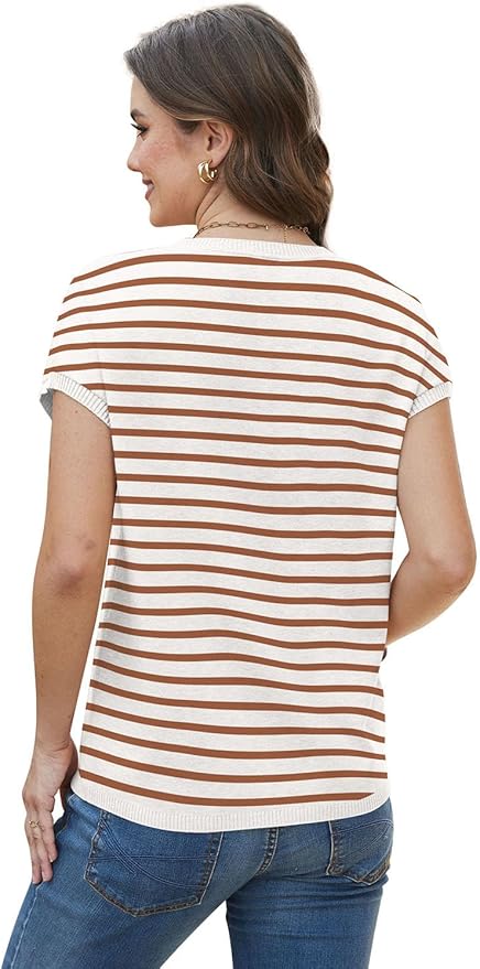 WIHOLL Short Sleeve Sweater for Women Summer Tops Crew Neck Fashion Clothing Tshirts Shirts Travel Outfits Dressy Casual