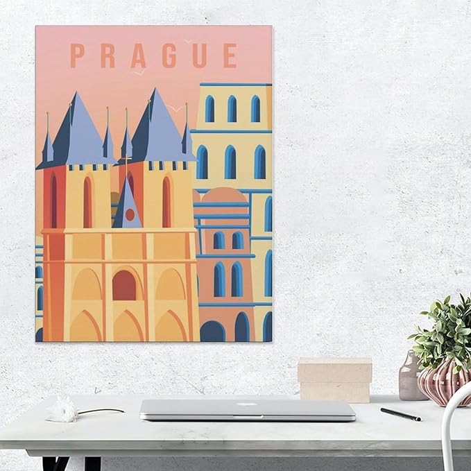 Paper Jigsaw 1000 Piece，Prague Vintage Travel Poster，Educational Toys for Adult Birthday Gift（50x70cm）-BK39