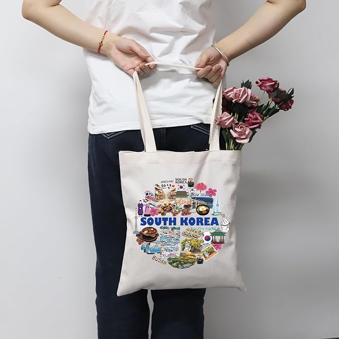 MNIGIU South Korea Tote Bag Moving to South Korea Gift South Korea Souvenir Gift South Korea Travel Gift (South Korea Tote), Small