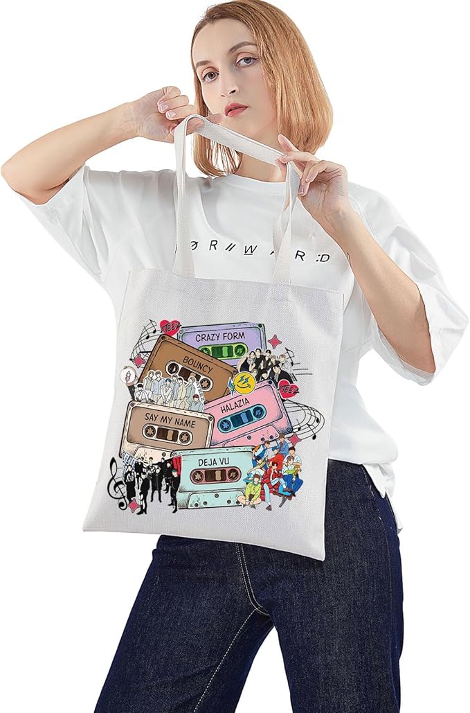 WZMPA Korean Group Fans Tote Bag Concert Fans Gift South Korea Singer Reusable Grocery Bag Concert Merchandise
