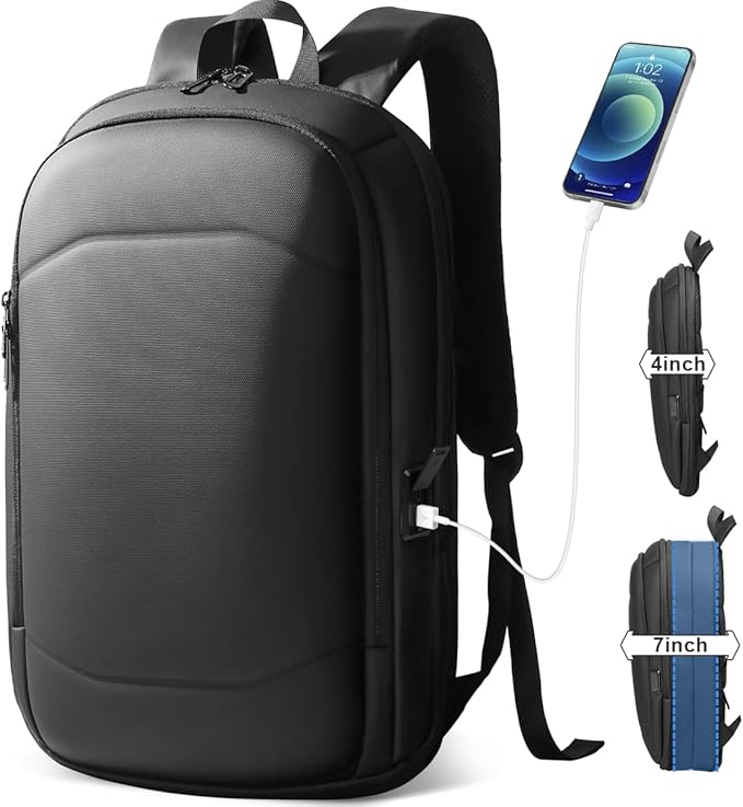 hk Business Backpack for Men 17 Inch,Slim & Expandable Waterproof Travel Laptop Backpack with USB Charging,Anti-Theft Lightweight Large Work Computer Bag,College Laptop Backpacks Gifts for Men Women