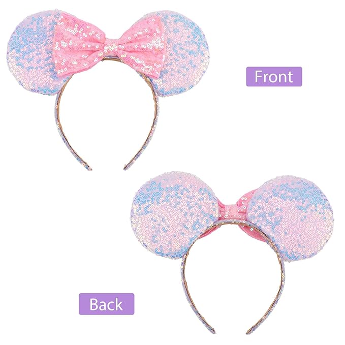 DRESHOW Mouse Ears Bow Headbands Glitter Party Decoration Cosplay Costume for Women