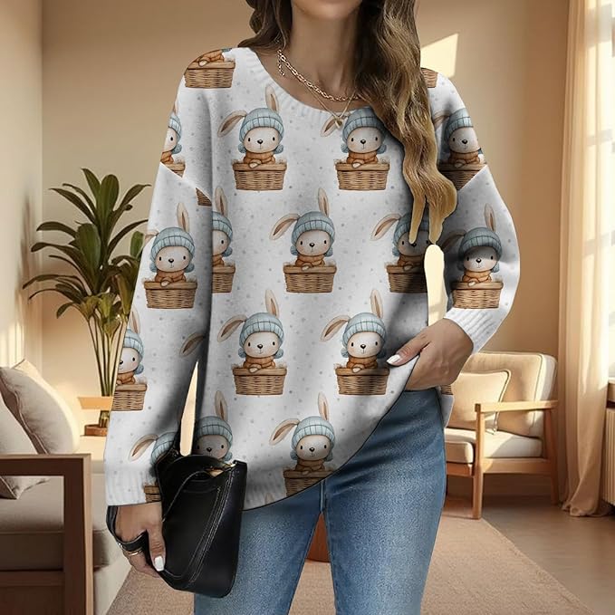 LIZALIG Women's Fall Christmas Snowman Sweater Long Sleeve Crewneck Pullover Festive Holiday Winter Outfit for Parties