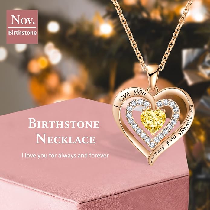 REDBEE Necklaces for Women Birthstone Heart Necklace Jewelry for Wife Girlfriend Woman Necklace