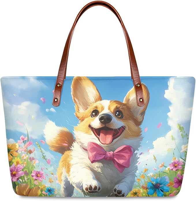 Womens Zip Up Tote Handbag Daisy Print Large Capacity Tote Purse Handbag Big Tote Bag Purse For Work Laptop